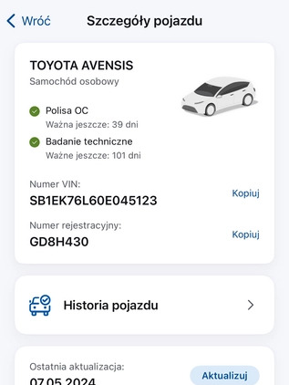 Toyota Avensis cena 67790 przebieg: 138500, rok produkcji 2017 z Gdańsk małe 436